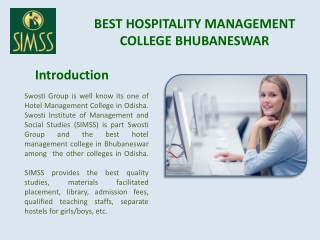 Best hospitality management colleges Bhubaneswar