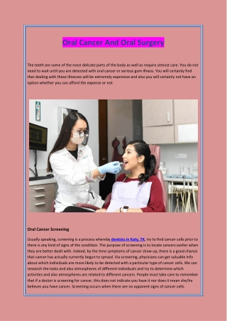 Oral Cancer And Oral Surgery