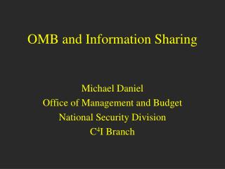 OMB and Information Sharing