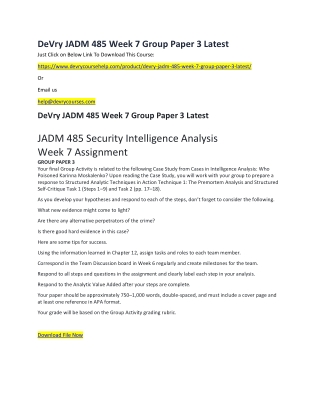 DeVry JADM 485 Week 7 Group Paper 3 Latest