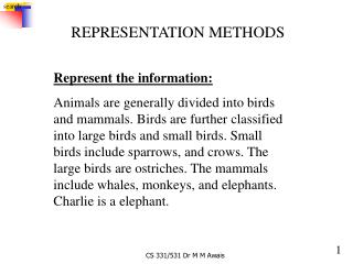 REPRESENTATION METHODS