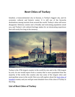 best cities in Tureky