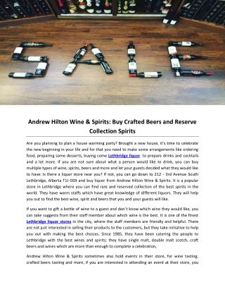 Andrew Hilton Wine & Spirits: Buy Crafted Beers and Reserve Collection Spirits