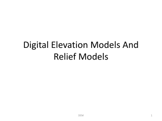 Digital Elevation Models And Relief Models