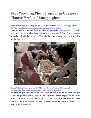Best Wedding Photographer in Udaipur-Choose Perfect Photographer