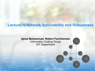 Lecture: 6 Network Survivability and Robustness
