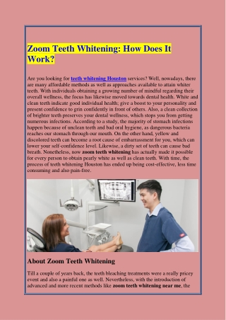 Zoom Teeth Whitening: How Does It Work?