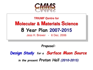 Proposal: Design Study for a  S urface  M uon  S ource in the present Proton Hall (2010-2015)