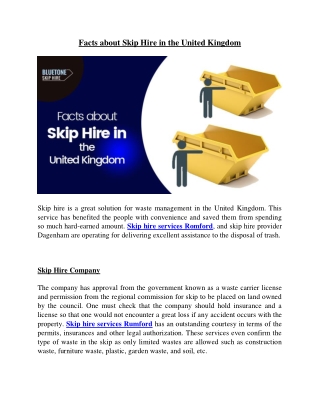 Facts about Skip Hire in the United Kingdom