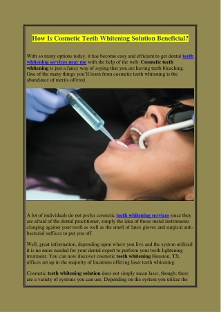 How Is Cosmetic Teeth Whitening Solution Beneficial?