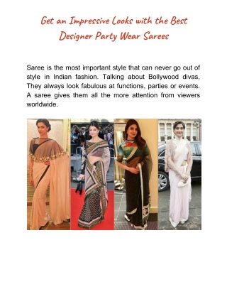 Best Designer Party Wear Sarees