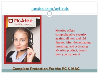 Download, Install and Activate McAfee Setup - mcafee.com/activate