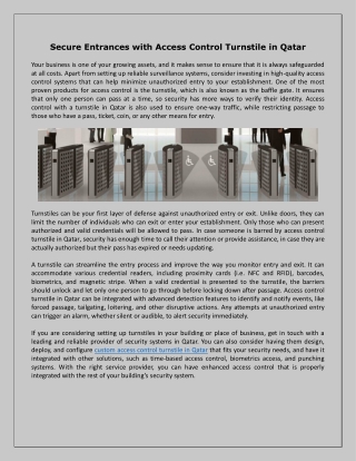 Secure Entrances with Access Control Turnstile in Qatar