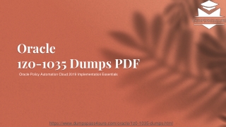 Oracle 1z0-1035 Dumps PDF 100% Brilliant Results 100% Passing Assurance| Dumpspass4sure