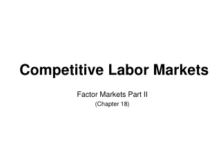 Competitive Labor Markets