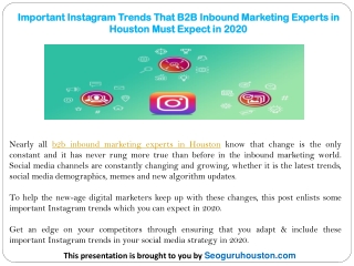 Important Instagram Trends That B2B Inbound Marketing Experts in Houston Must Expect in 2020