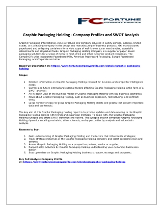 Graphic Packaging Holding - Company Profiles and SWOT Analysis