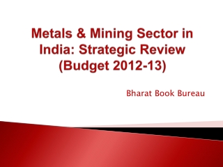 Metals & Mining Sector in India: Strategic Review (Budget 2012-13)