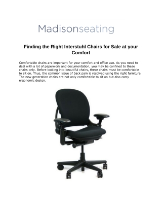 Finding the Right Interstuhl Chairs for Sale at your Comfort