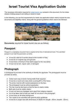 Israel Tourist Visa