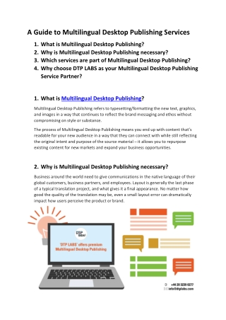 A Guide to Multilingual Desktop Publishing Services