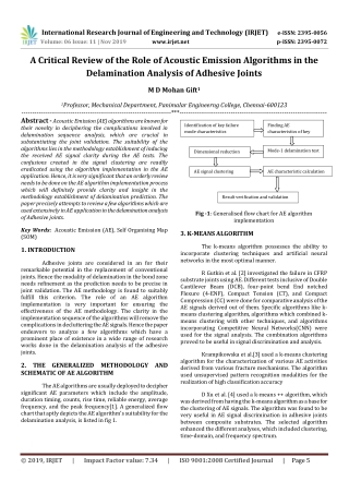 IRJET- A Critical Review of the Role of Acoustic Emission Algorithms in the Delamination Analysis of Adhesive Joints