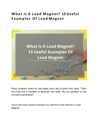 What Is A Lead Magnet? 13 Useful Examples Of Lead Magnet