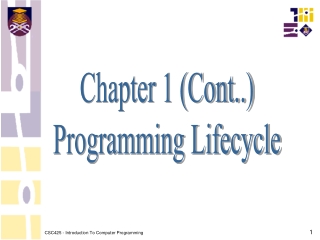 Chapter 1 (Cont..) Programming Lifecycle