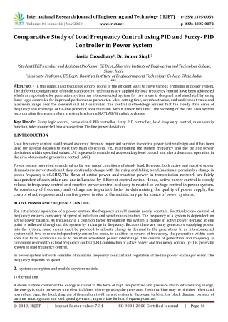 IRJET-  	  Comparative Study of Load Frequency Control using PID and Fuzzy- PID Controller in Power System