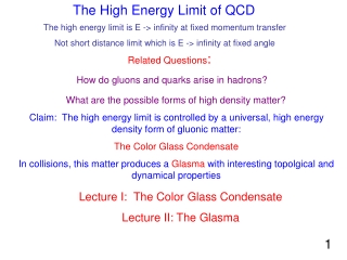 The High Energy Limit of QCD