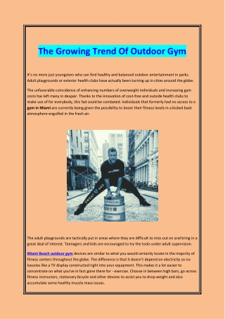 The growing trend of outdoor gym