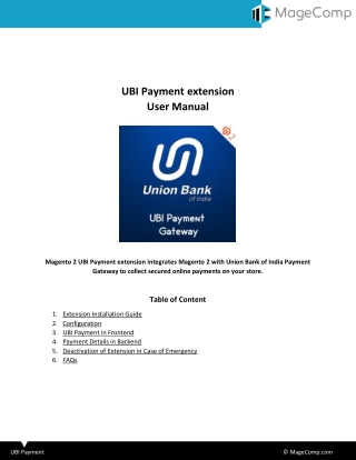 Magento 2 UBI Payment Gateway Extension by MageComp