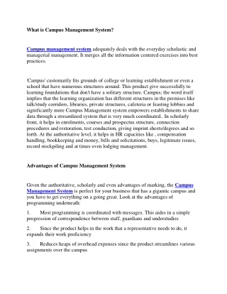 significant Highlight And Advantages Of Campus Management System
