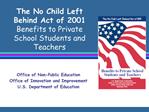 The No Child Left Behind Act of 2001 Benefits to Private School Students and Teachers
