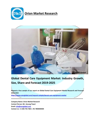 Dental Care Equipment Market Research and Forecast 2018-2023