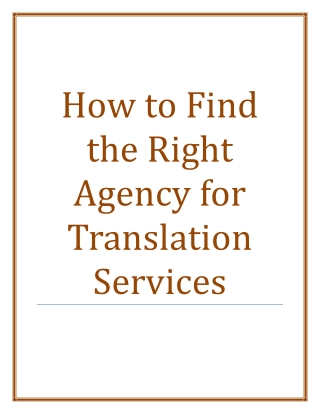 How to Find the Right Agency for Translation Services