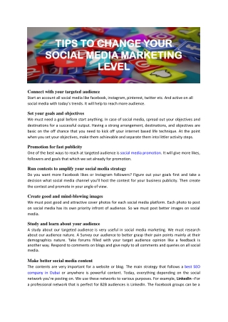 TIPS TO CHANGE YOUR  SOCIAL MEDIA MARKETING LEVEL