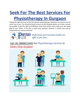 Physio-Plus Gives Best Services Of Physiotherapy In Gurgaon