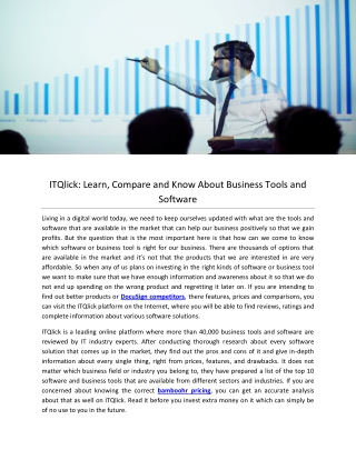 ITQlick: Learn, Compare and Know About Business Tools and Software