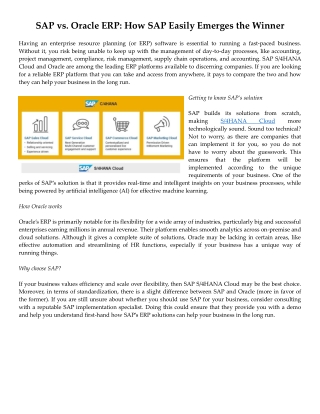 SAP vs. Oracle ERP: How SAP Easily Emerges the Winner