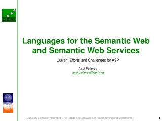 Languages for the Semantic Web and Semantic Web Services