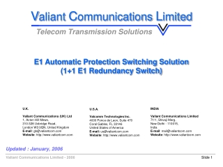 E1 Automatic Protection Switching Solution (1+1 E1 Redundancy Switch)