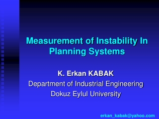 Measurement of  Instability  In Planning  Systems