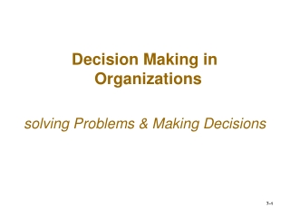 Decision Making in Organizations solving Problems &amp; Making Decisions