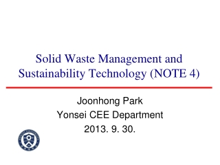 Solid Waste Management and Sustainability Technology (NOTE 4)