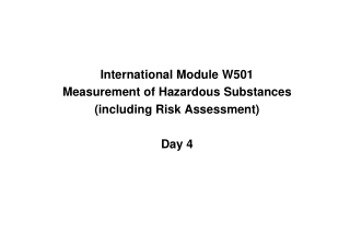 International Module W501 Measurement of Hazardous Substances (including Risk Assessment) Day 4