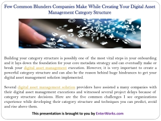 Few Common Blunders Companies Make While Creating Your Digital Asset Management Category Structure