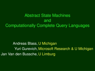 Abstract State Machines and Computationally Complete Query Languages