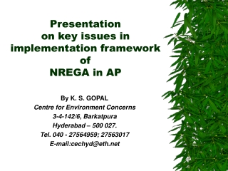 Presentation  on key issues in implementation framework of  NREGA in AP