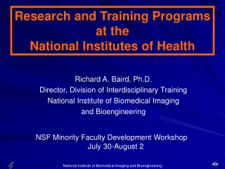 Research and Training Programs at the National Institutes of Health